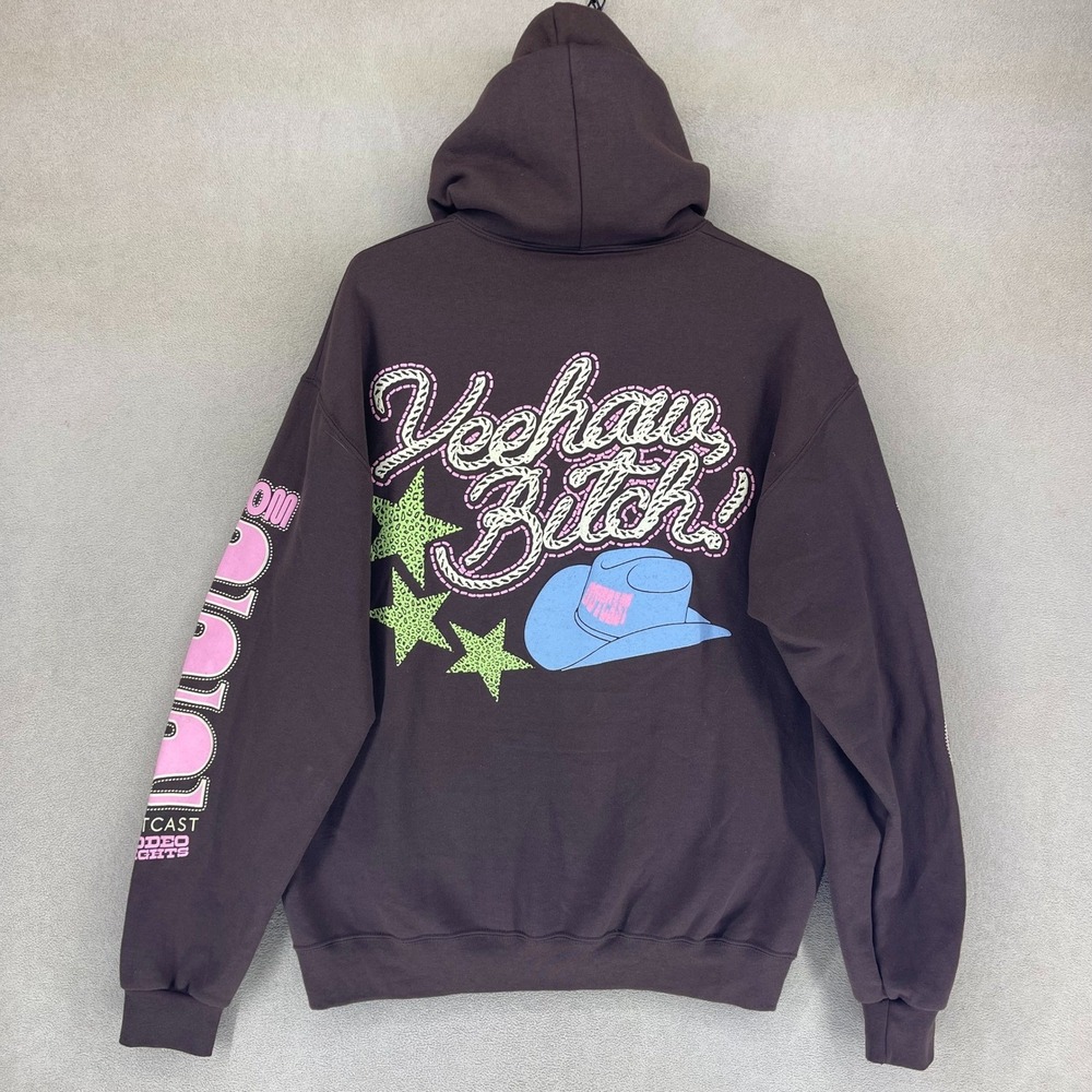Outcast Rodeo Nights Hoodie Brown Women's Large Graphic Print Western Cowboy Hat - Picture 12 of 14